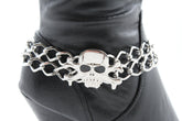 Silver Metal Boot Bracelet  Chains Skull Skeleton Bling Anklet Charm Heels New Women Biker Style - alwaystyle4you - 5